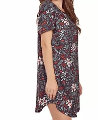 iCollection Plus Womans S/S Ultra Soft Floral Print Sleepshirt Nightgown