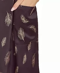 iCollections Plus Womans Silky Pocket Shift Sleepshirt Nightgownn Feather Print