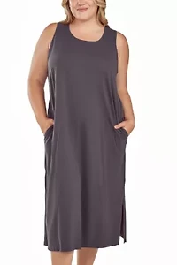 iCollection plus Womans Soft Knit Tank Dress with Side Pockets.