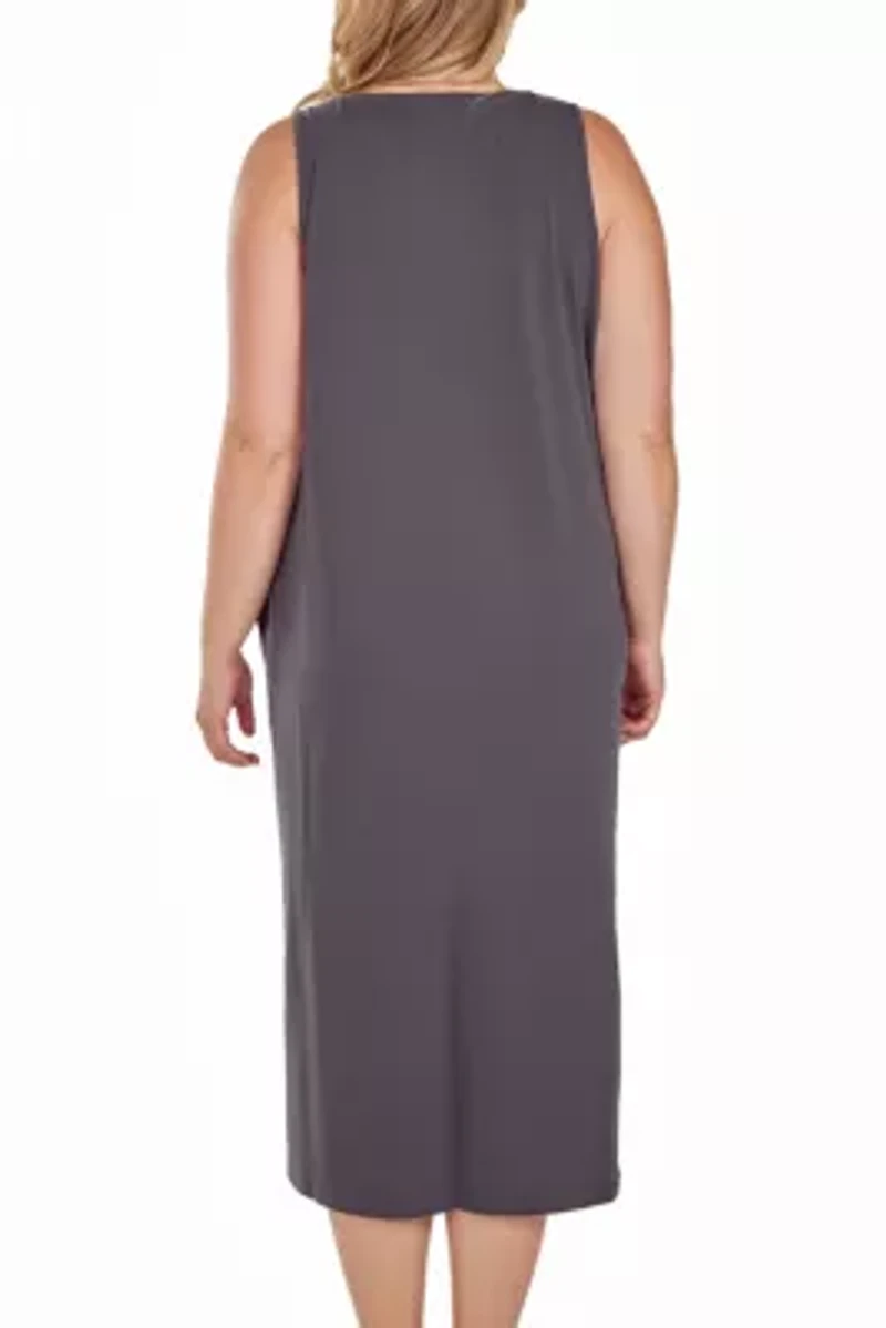 iCollection plus Womans Soft Knit Tank Dress with Side Pockets.
