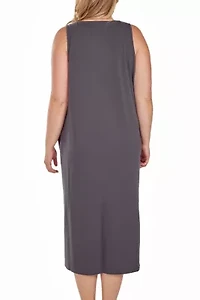 iCollection plus Womans Soft Knit Tank Dress with Side Pockets.
