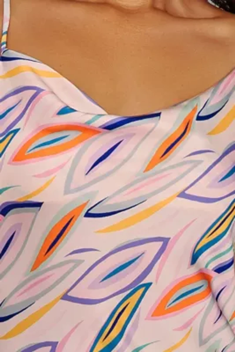 Women'sPlus Cowl Neck Satin Print Gown