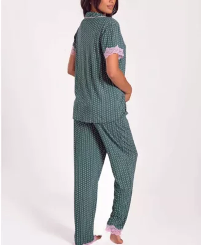 Women's Floral Bamboo Stretch-Knit Short Sleeve Pajama Set