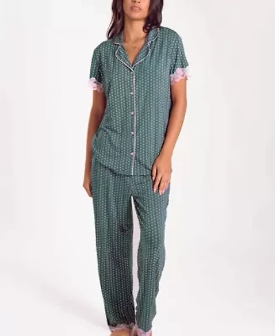 Women's Floral Bamboo Stretch-Knit Short Sleeve Pajama Set