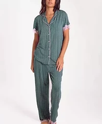 Women's Floral Bamboo Stretch-Knit Short Sleeve Pajama Set