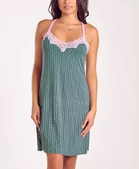 Plus Floral Bamboo Lace Stretch-Knit Nightgown