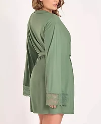 Plus Modal Stretch-Knit Long Sleeve Robe