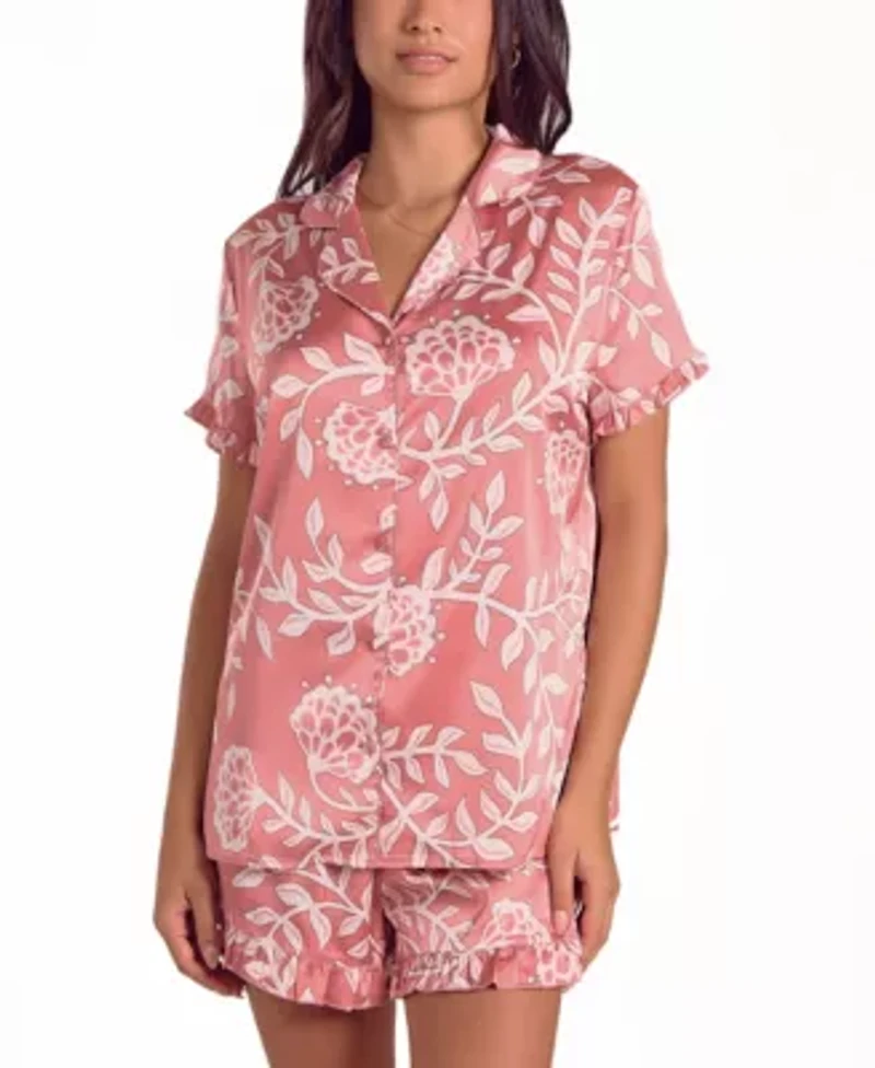 Women's Floral Stretch-Woven Short Sleeve Pajama Set