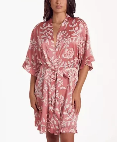 Women's Floral Stretch-Woven Long Sleeve Robe