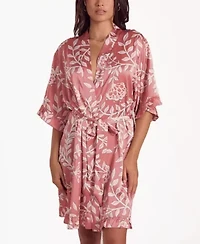 Women's Floral Stretch-Woven Long Sleeve Robe