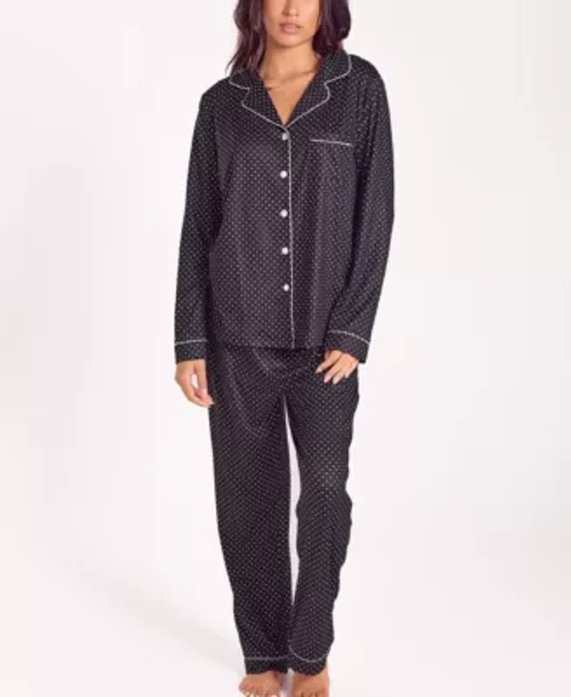 Women's Brushed Micro Stretch-Knit Long Sleeve Pajama Set