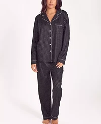 Women's Brushed Micro Stretch-Knit Long Sleeve Pajama Set