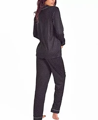 Women's Brushed Micro Stretch-Knit Long Sleeve Pajama Set