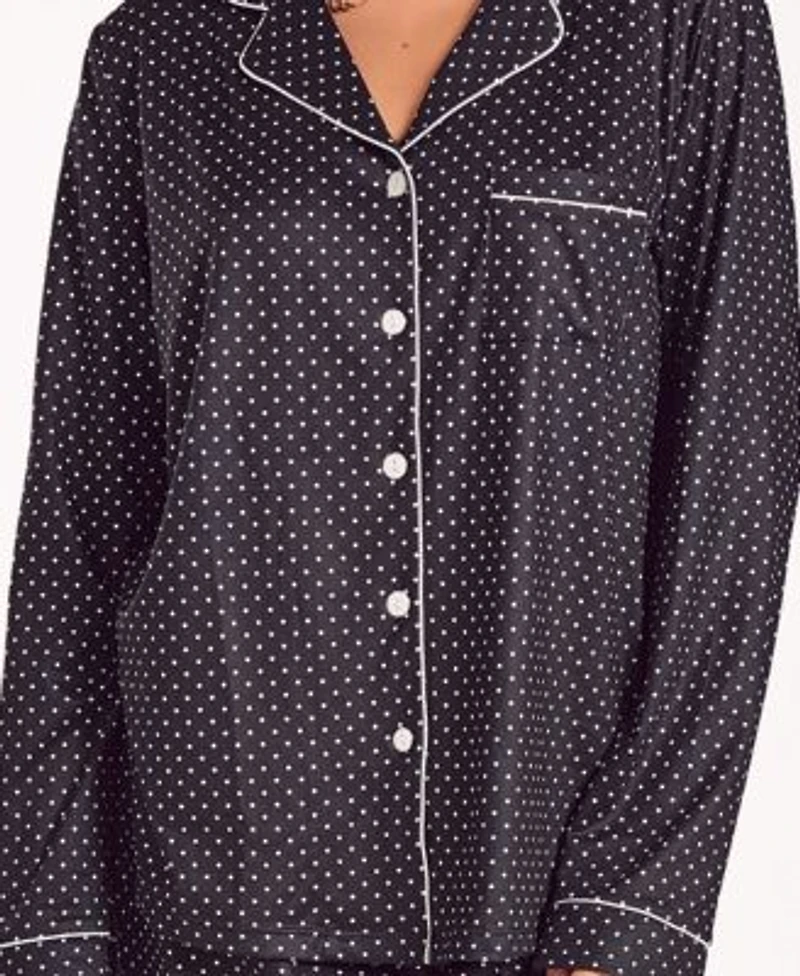 Women's Brushed Micro Stretch-Knit Long Sleeve Pajama Set