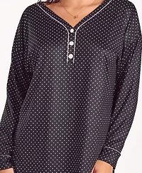 Plus Brushed Micro Stretch-Knit L/S Sleep Shirt Night Gown