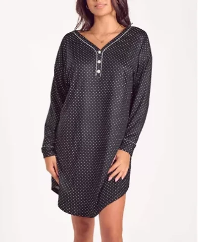 Women's Brushed Micro Stretch-Knit L/S Sleep Shirt Night Gown
