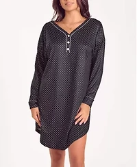 Women's Brushed Micro Stretch-Knit L/S Sleep Shirt Night Gown