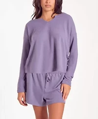 Women's Baby Waffle Stretch-Knit Short Sleeve Pajama Set