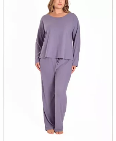 Plus Baby Waffle Stretch-Knit L/S Pajama Set