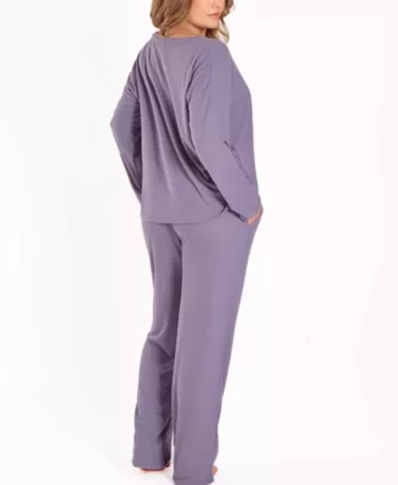 Plus Baby Waffle Stretch-Knit L/S Pajama Set