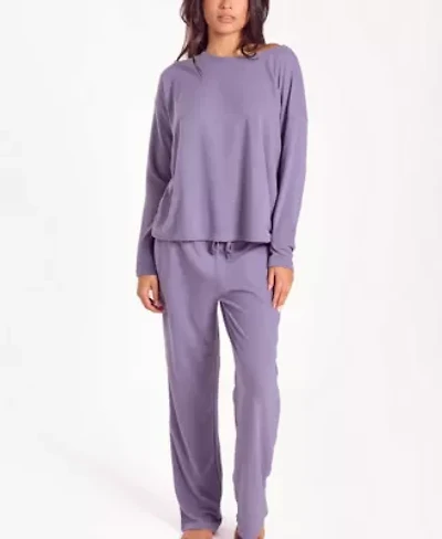 Women's Baby Waffle Stretch-Knit L/S Pajama Set