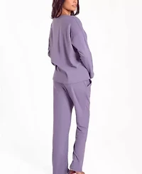 Women's Baby Waffle Stretch-Knit L/S Pajama Set