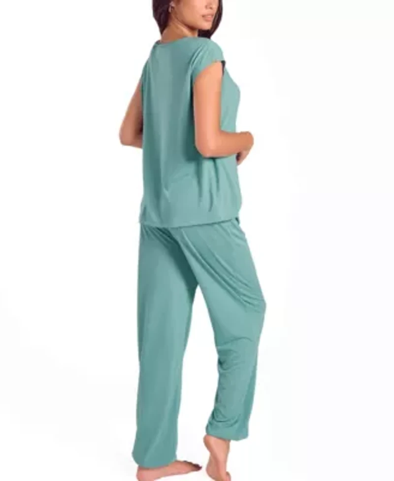 Women's Soft Breathable Pajama-Set with Cap Sleeve and Jog Pant