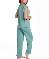 Women's Soft Breathable Pajama-Set with Cap Sleeve and Jog Pant
