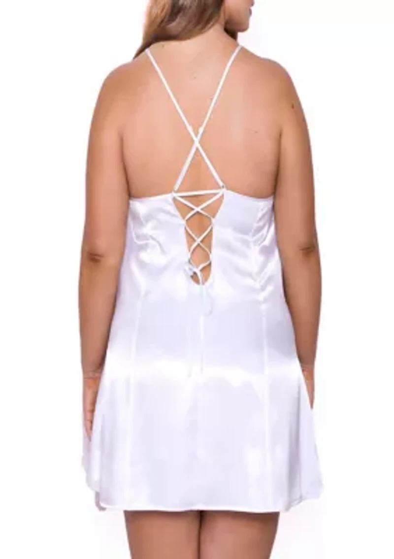 Plus Lynette Satin Lace Chemise