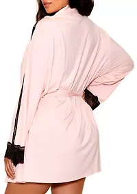 Plus Laurel Modal Lace Stripe Robe