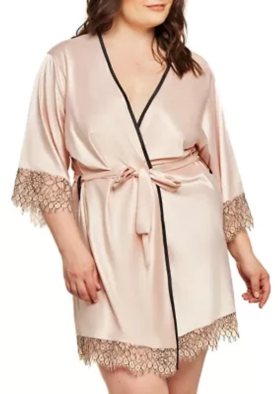 Plus Talise Eyelash Satin Robe