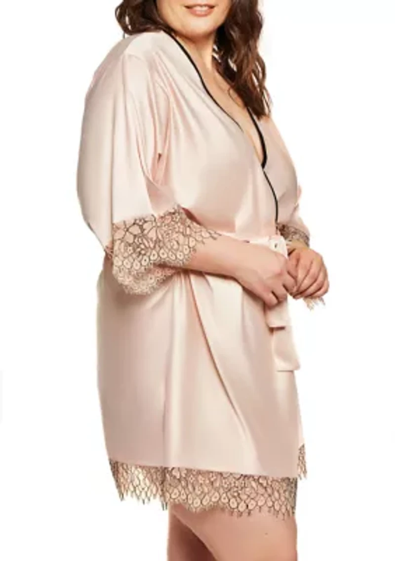 Plus Talise Eyelash Satin Robe