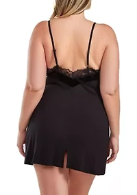 Estelle Plus  Velour & Velvet Lace Trimmed Chemise