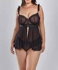 Jasmine Plus Szie Soft Cup Mesh Bdoll W/ Lace Trim