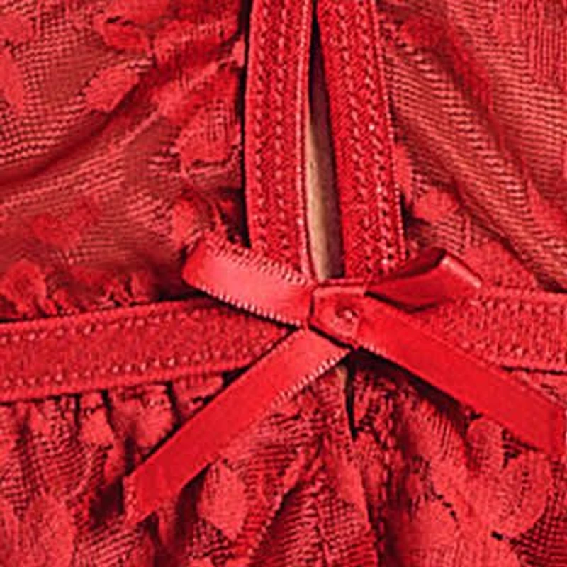 Womens Plus Multi Ruffled Lace Babydoll Lingerie Set