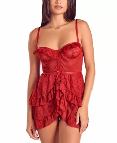 Women's Multi Ruffled Lace Babydoll Lingerie Set