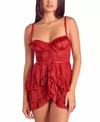 Women's Multi Ruffled Lace Babydoll Lingerie Set