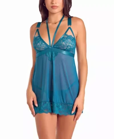 Womens Wide Strap Mixed Lace Babydoll Lingerie Set