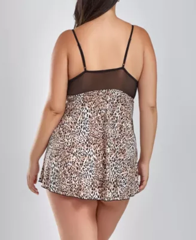 Malaya Soft Microfiber and Lace Babydoll Lingerie Set