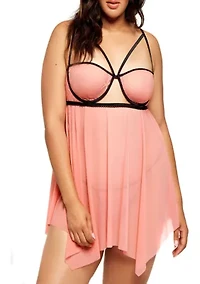 Plus Emy Mesh Babydoll Set