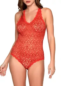 Tammy Allover Sheer Non Support Soft Lace Teddy W/ Trim and Center Adjustable Strap