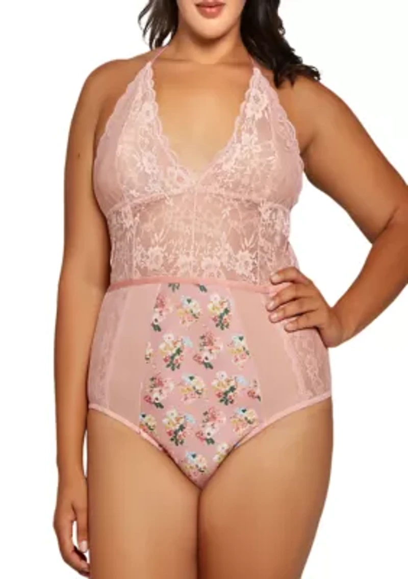 Plus Camilla Soft Lace Halter Teddy