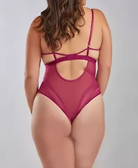 Rose Plus Underwire Lace Bra Caged Front Teddy
