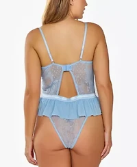 iCollections Woman's 2 PC Bbydoll Lingerie Set Patterned Soft Lace and Mesh