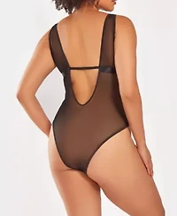 Women's Plus 1pc Asymetrical Lace Bodysuit Lingerie