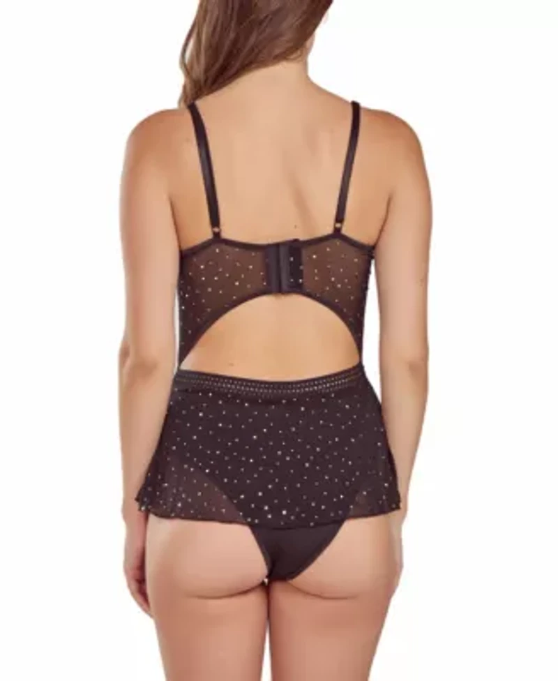 Plus Women's 1PC Underwire Glitter and Lace Bodysuit Lingerie