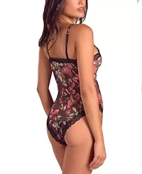Women's Floral Lace Up Bodysuit Lingerie