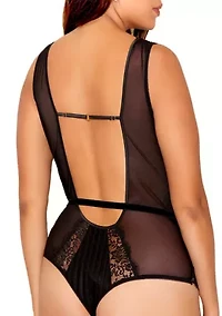 Plus  Selena Lace and Mesh Bodysuit