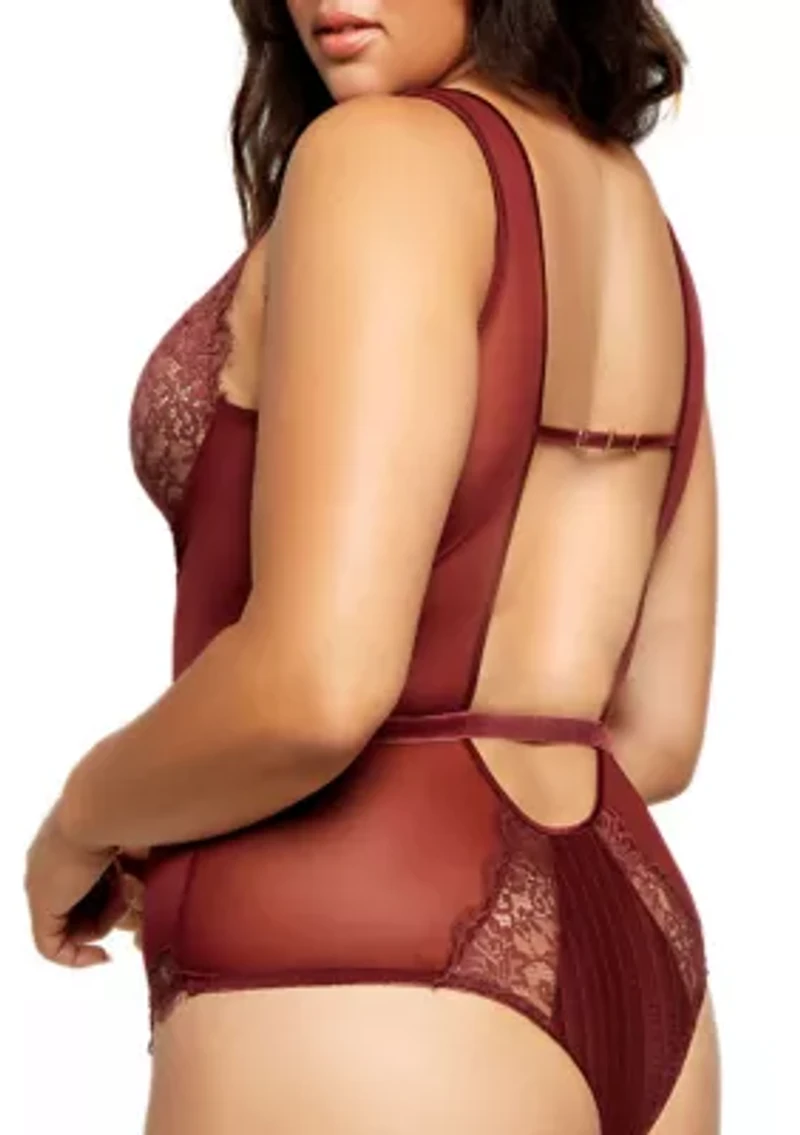 Plus Selena Lace and Mesh Bodysuit