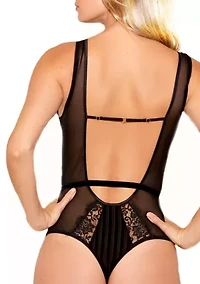 Selena Stretch Lace and Mesh Bodysuit